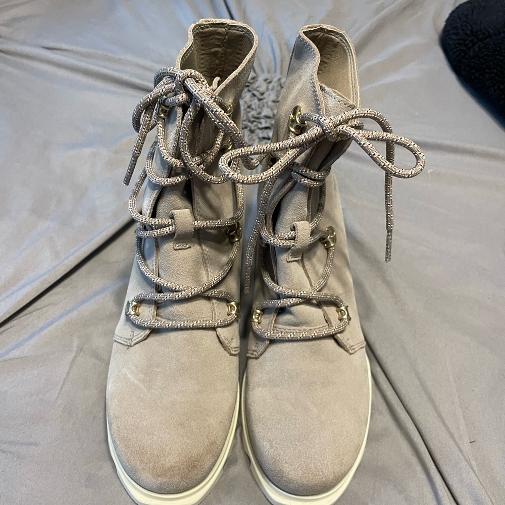 SorelJoan of ArcticWedge 111Lace Up Boots Omega Taupe Suede Leather - Picture 4 of 6